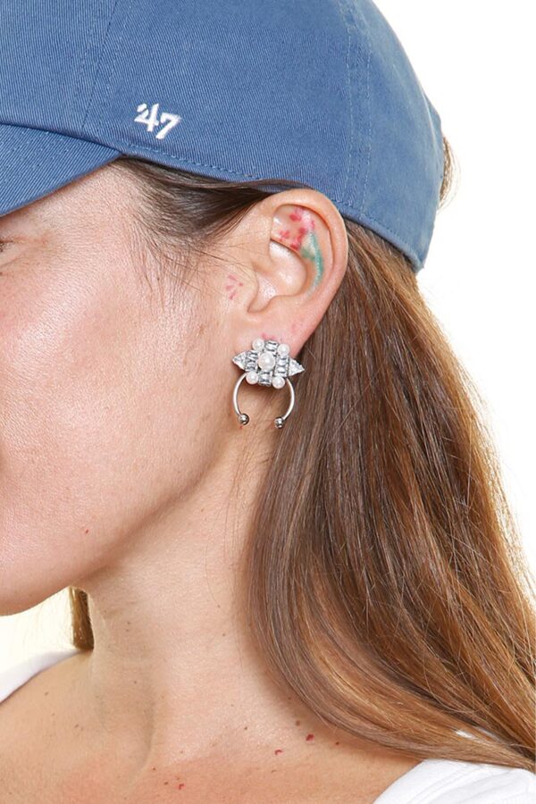 Rada Pearl Studs - Silver - Image 2